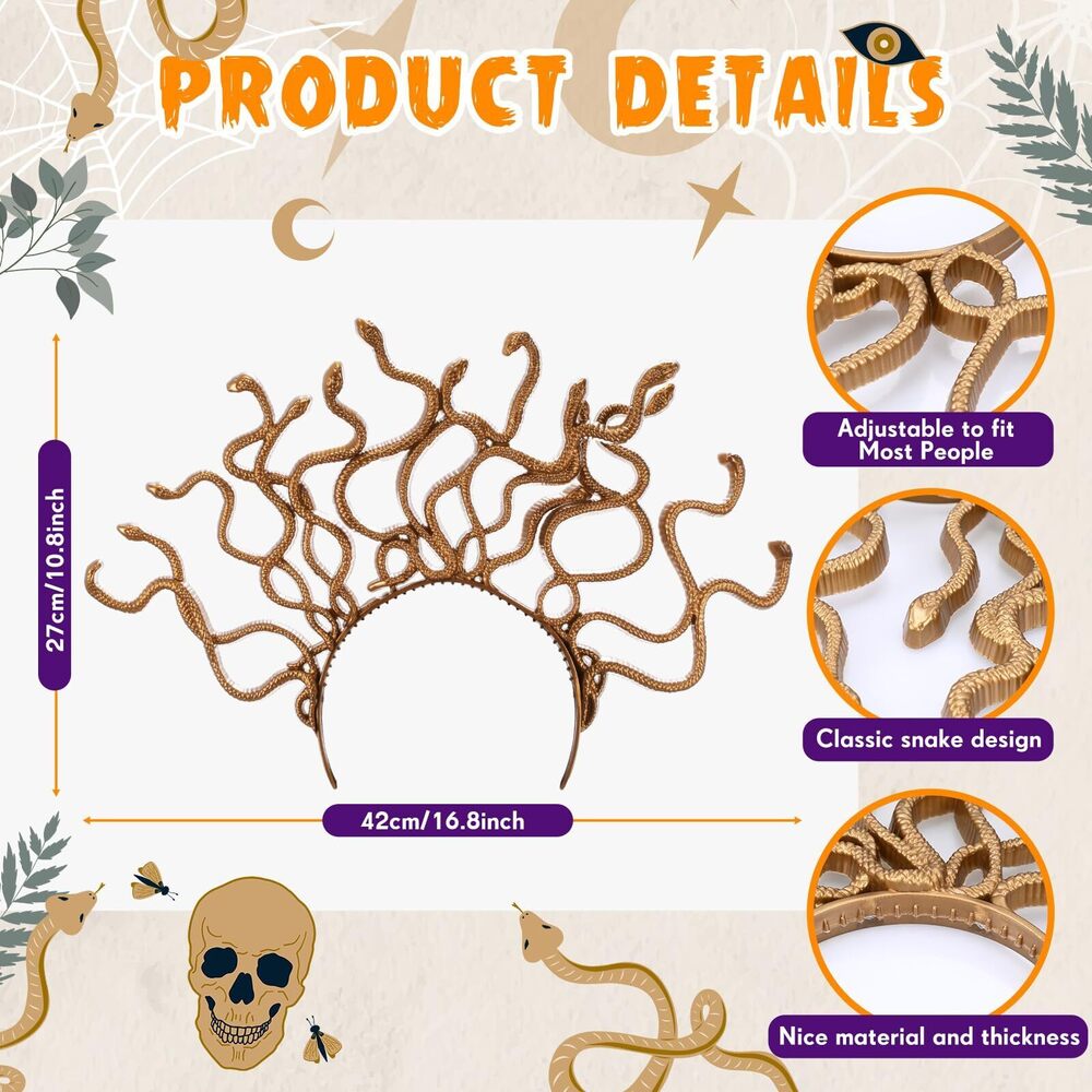 8774 9 Pcs Halloween Medusa Costume Accessoriess Women, Medusa View 2